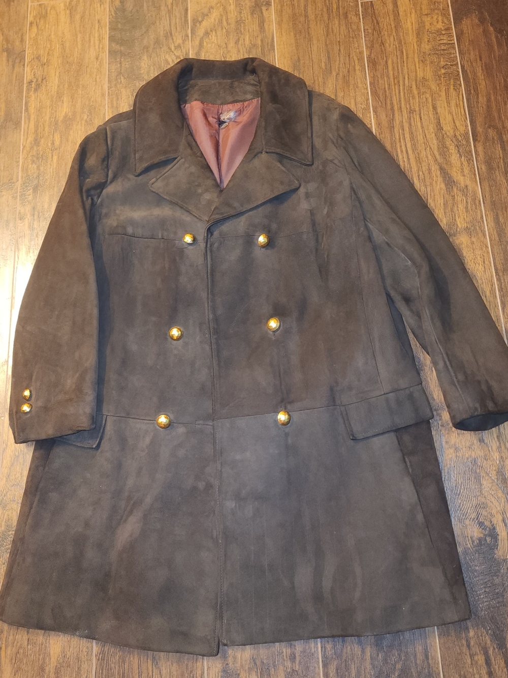 Women's Suede Double-Breasted Brown Suede Coat